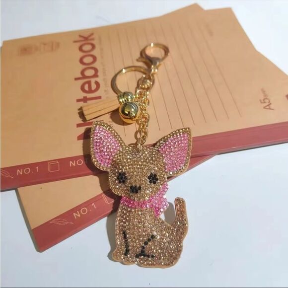 Chihuahua Rhinestone Charm For Purse Keys Car Decoration Puppy Cute Bling 🆕 - Picture 3 of 8